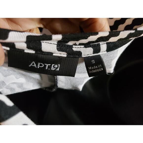 Apt. 9 Bodycon Dress Women's Small Black White Geo Print Crew Neck Pullover - Picture 2 of 13